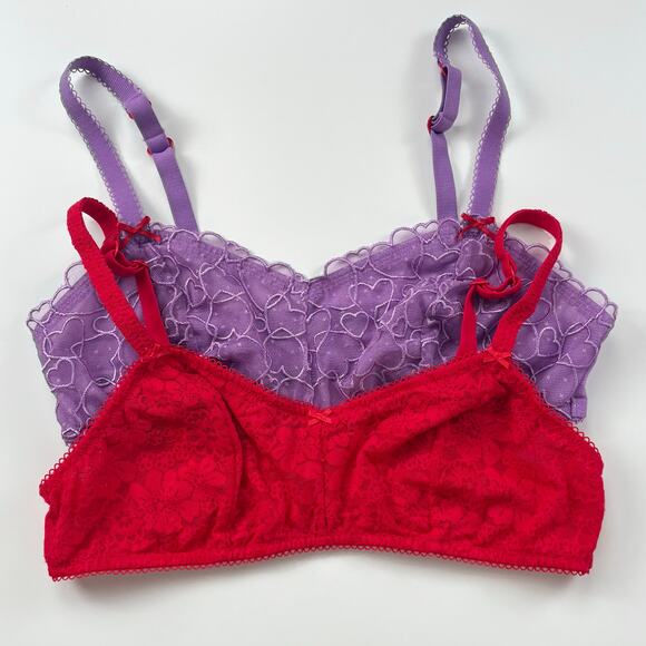PINK Victoria’s Secret Bundle of 2 Wink Unlined Scoop Lace Bralettes Size Large - Picture 2 of 13